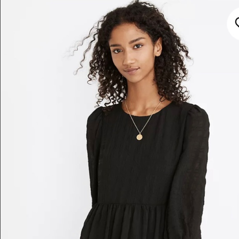 Puff-Sleeve Ruffle-Hem Mini Dress (NWT)